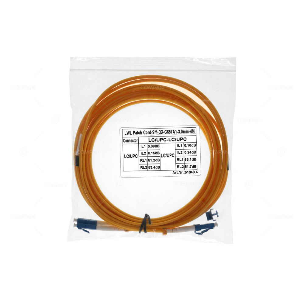 SM-DX-G657A1 4M  FIBER OPTIC PATCHCORD LC.UPC-LC.UPC 4M YELLOW